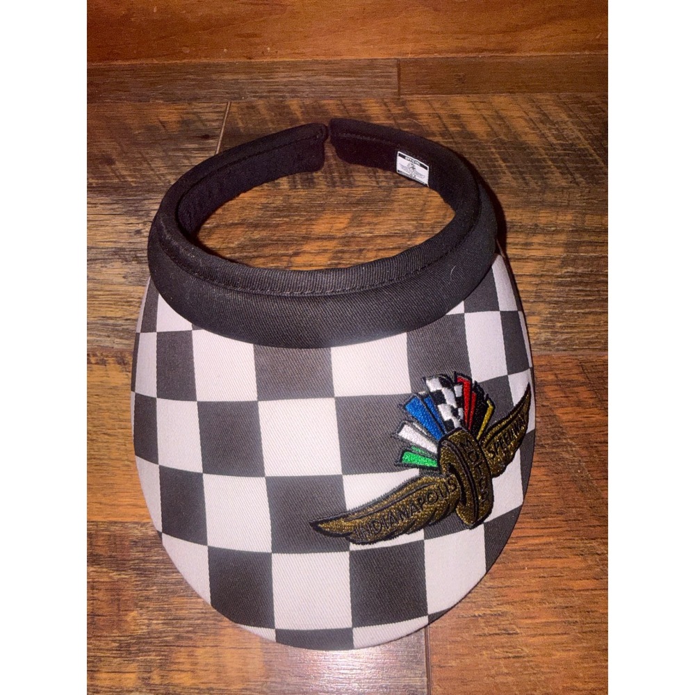 Indianapolis Motor Speedway Ladies Checkered Sun‎ Visor Hat Black White OS